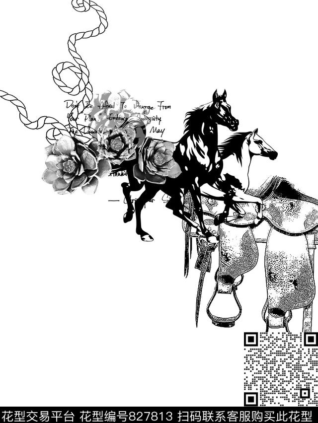 马花卉绳索传统印花华亿平台下载（图片编号: 827813） - 瓦栏（Walan）