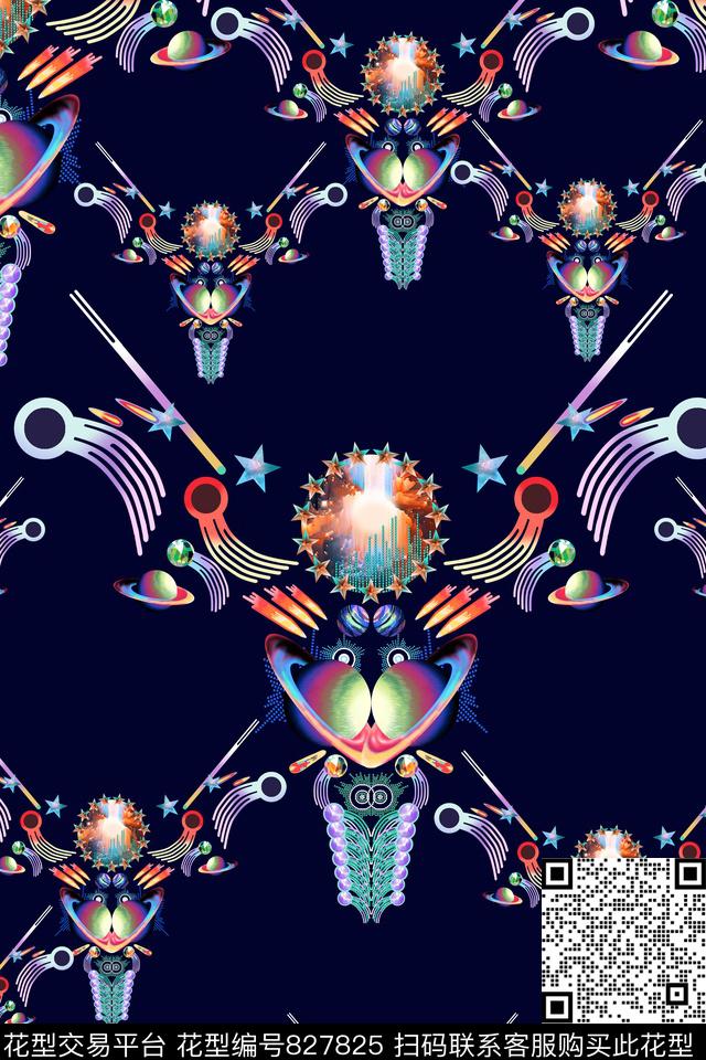 不规则几何高科技机器人数码印花华亿平台下载（图片编号: 827825） - 瓦栏（Walan）