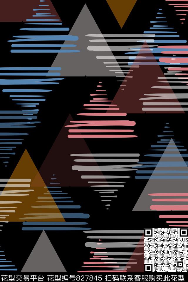 色块三角形几何传统印花华亿平台下载（图片编号: 827845） - 瓦栏（Walan）