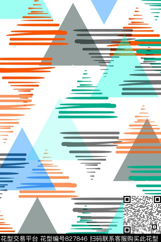 色块三角形几何传统印花华亿平台下载（图片编号: 827846） - 瓦栏（Walan）