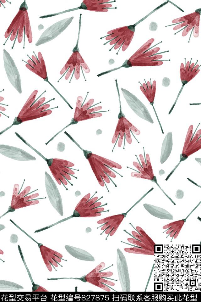 几何叶子花朵传统印花华亿平台下载（图片编号: 827875） - 瓦栏（Walan）