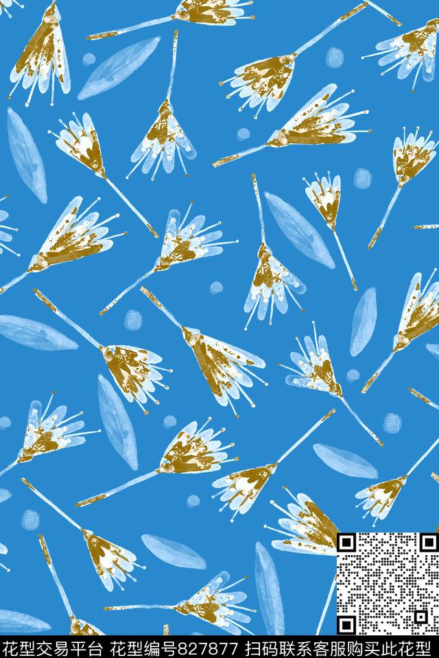 几何叶子花朵传统印花华亿平台下载（图片编号: 827877） - 瓦栏（Walan）