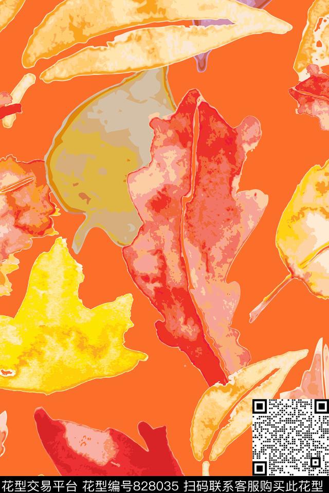 大叶子叶子枫叶传统印花华亿平台下载（图片编号: 828035） - 瓦栏（Walan）