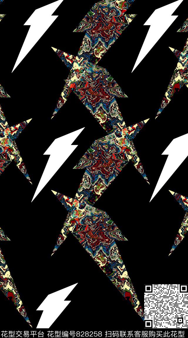 男装几何创意图案设计数码印花华亿平台下载（图片编号: 828258） - 瓦栏（Walan）