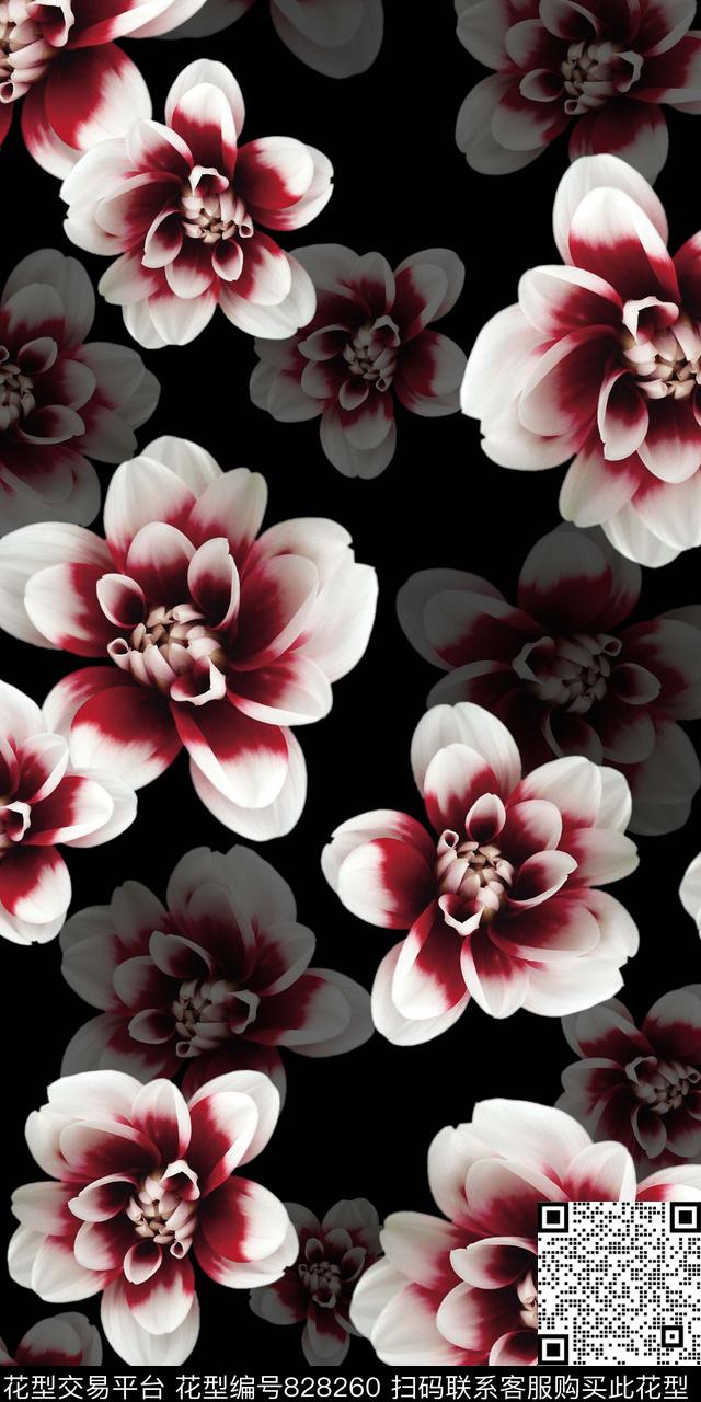 手绘鲜花花卉数码印花华亿平台下载（图片编号: 828260） - 瓦栏（Walan）
