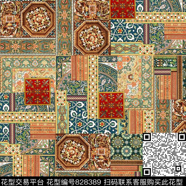 民族风。欧美图案纹样数码印花华亿平台下载（图片编号: 828389） - 瓦栏（Walan）