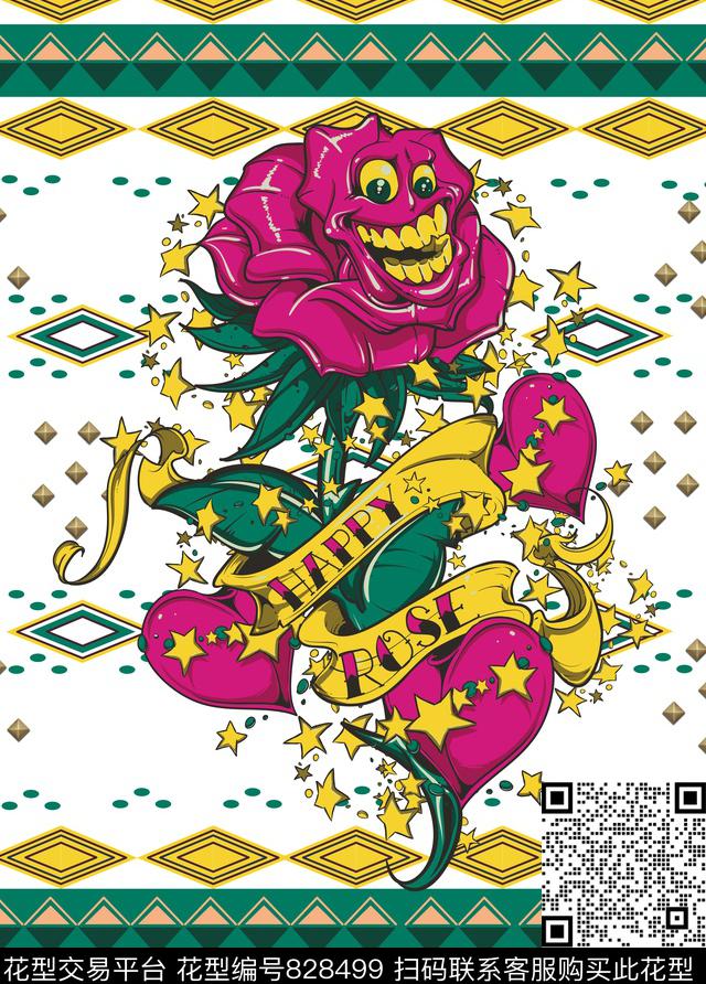 卡通花朵花卉传统印花华亿平台下载（图片编号: 828499） - 瓦栏（Walan）