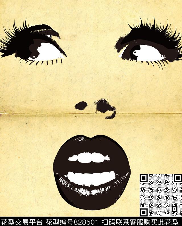 趣味表情、复古旧传统印花华亿平台下载（图片编号: 828501） - 瓦栏（Walan）
