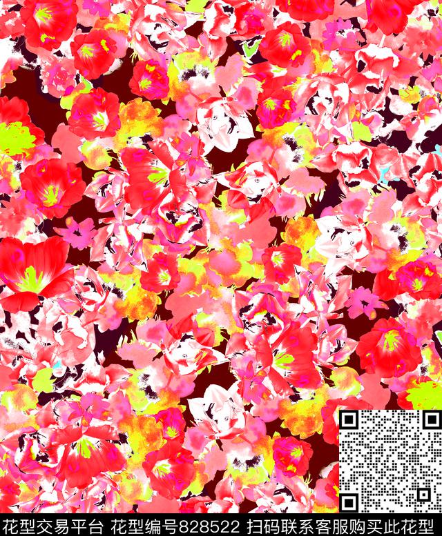 花朵三色堇小碎花数码印花华亿平台下载（图片编号: 828522） - 瓦栏（Walan）