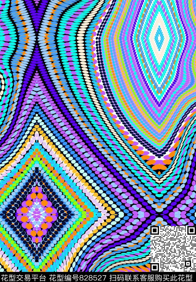抽象彩珠扭曲数码印花华亿平台下载（图片编号: 828527） - 瓦栏（Walan）