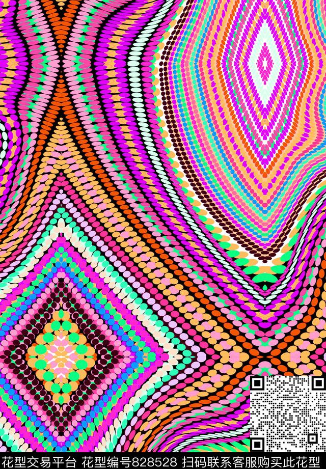 抽象彩珠扭曲数码印花华亿平台下载（图片编号: 828528） - 瓦栏（Walan）