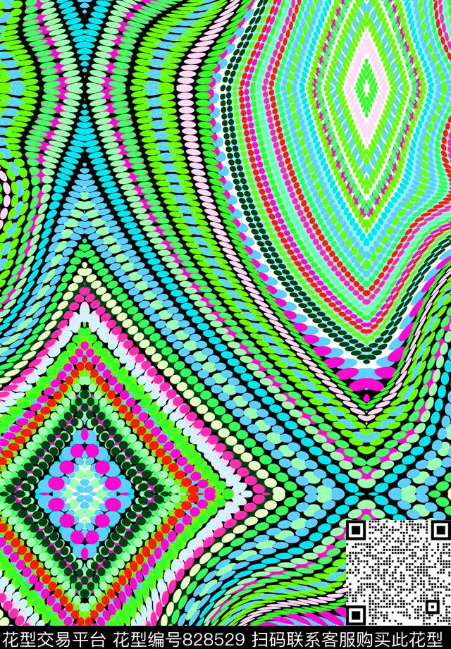 抽象彩珠扭曲数码印花华亿平台下载（图片编号: 828529） - 瓦栏（Walan）