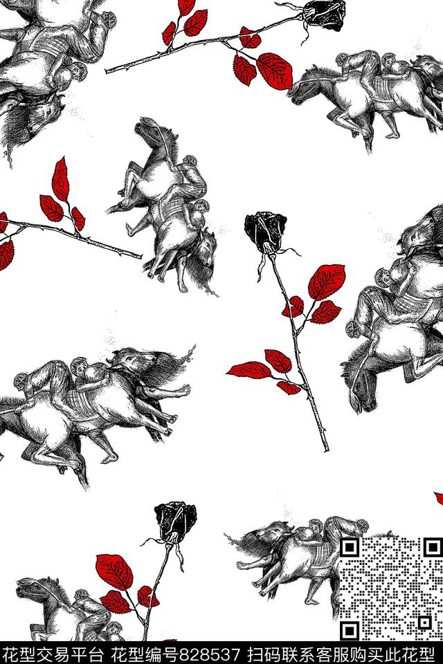 花卉男装衬衫男装T恤华亿平台传统印花华亿平台下载（图片编号: 828537） - 瓦栏（Walan）