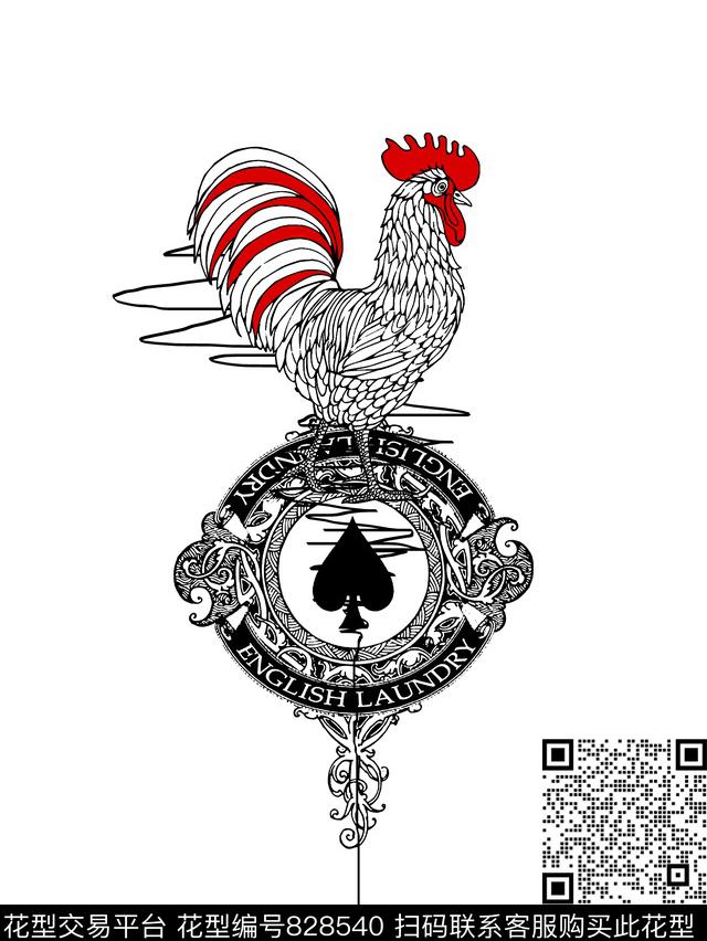 公鸡几何男装T恤华亿平台传统印花华亿平台下载（图片编号: 828540） - 瓦栏（Walan）