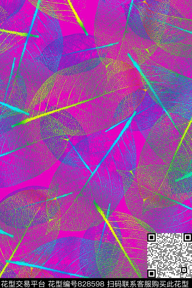 树叶大叶子色彩传统印花华亿平台下载（图片编号: 828598） - 瓦栏（Walan）