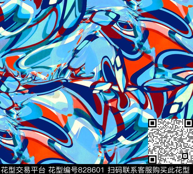 抽象扭曲變形数码印花华亿平台下载（图片编号: 828601） - 瓦栏（Walan）