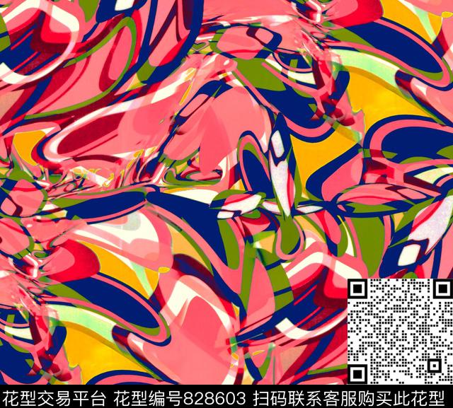 抽象扭曲變形数码印花华亿平台下载（图片编号: 828603） - 瓦栏（Walan）