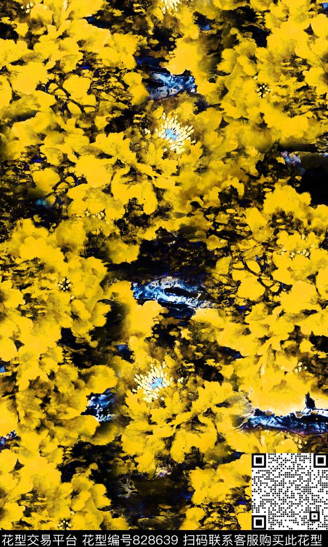 大花花卉花朵数码印花华亿平台下载（图片编号: 828639） - 瓦栏（Walan）