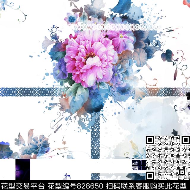 抽象故障艺术炫丽数码印花华亿平台下载（图片编号: 828650） - 瓦栏（Walan）