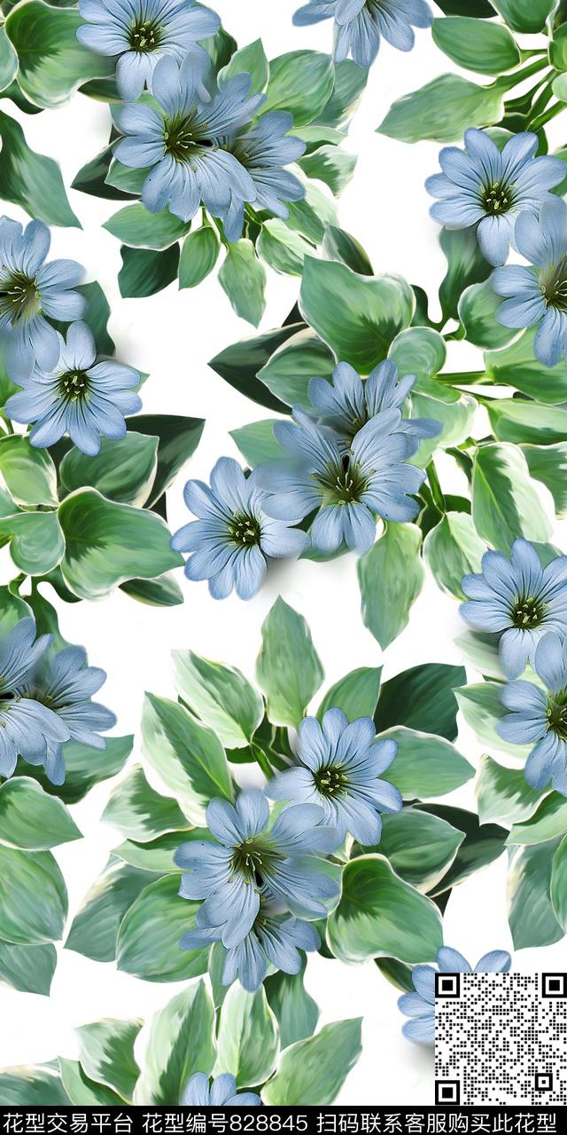 兰花小碎花花朵数码印花华亿平台下载（图片编号: 828845） - 瓦栏（Walan）