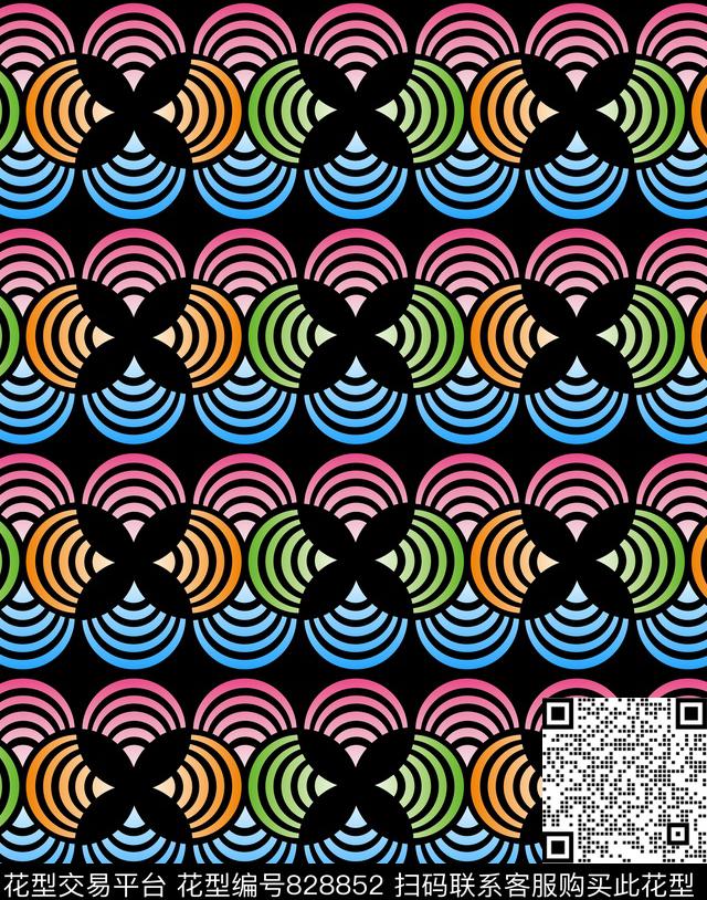菱形圆形几何传统印花华亿平台下载（图片编号: 828852） - 瓦栏（Walan）