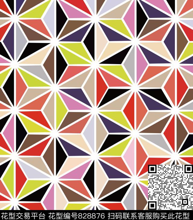 菱形三角形几何传统印花华亿平台下载（图片编号: 828876） - 瓦栏（Walan）