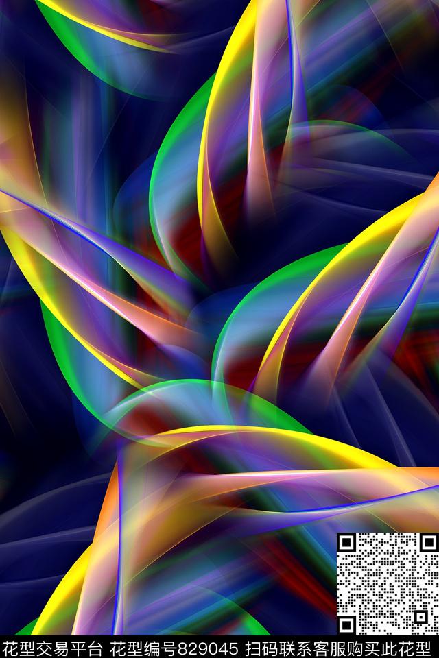 抽象几何拼接数码印花华亿平台下载（图片编号: 829045） - 瓦栏（Walan）