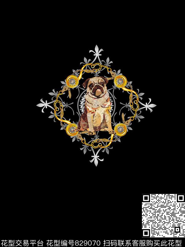 欧式时尚狗数码印花华亿平台下载（图片编号: 829070） - 瓦栏（Walan）