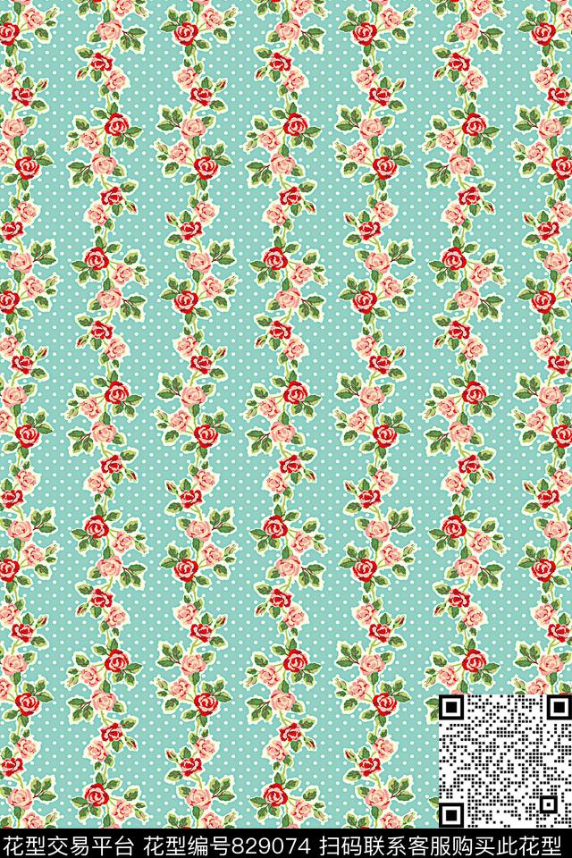 玫瑰花朵花卉传统印花华亿平台下载（图片编号: 829074） - 瓦栏（Walan）