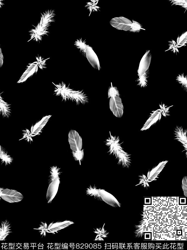 羽毛裁片满印匹印传统印花华亿平台下载（图片编号: 829085） - 瓦栏（Walan）