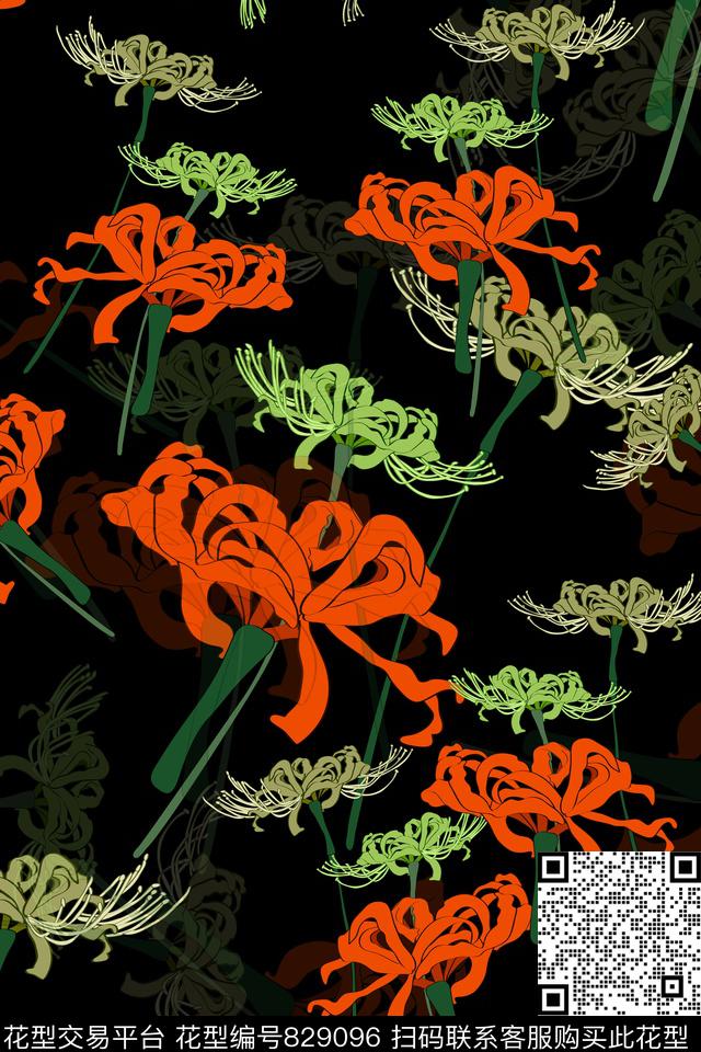 花卉乱花花朵数码印花华亿平台下载（图片编号: 829096） - 瓦栏（Walan）