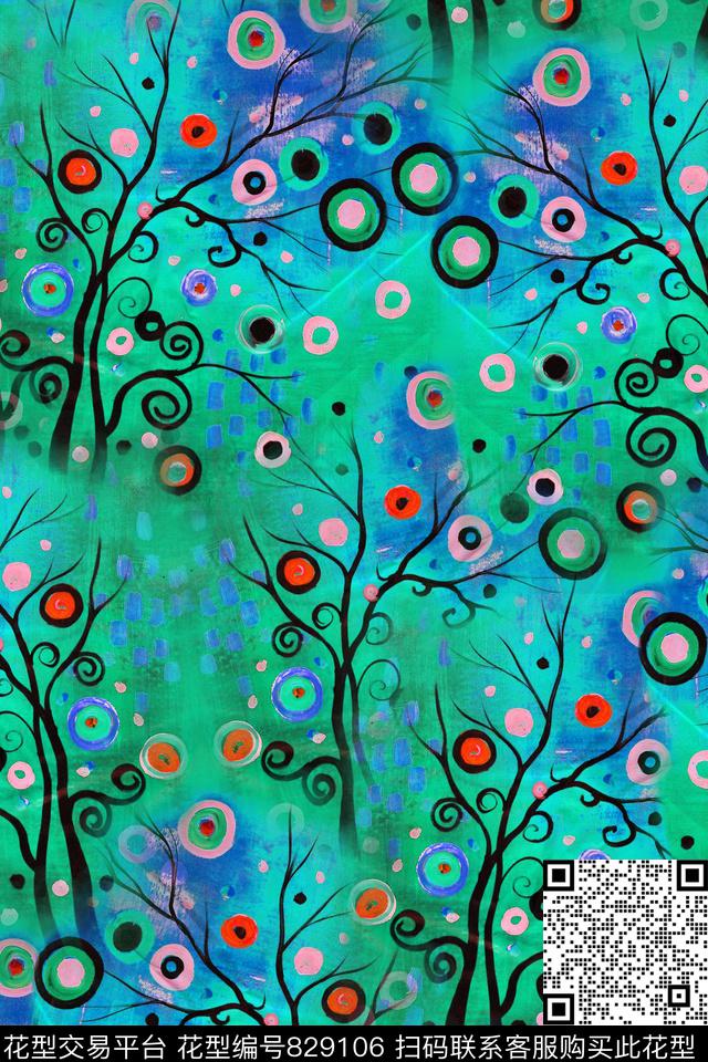 趣味圆点点数码印花华亿平台下载（图片编号: 829106） - 瓦栏（Walan）