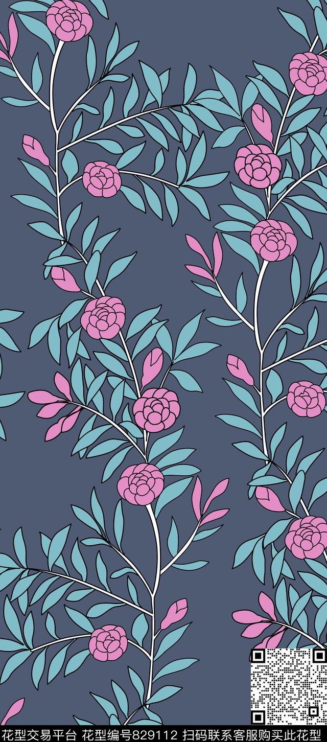 时尚花卉女装传统印花华亿平台下载（图片编号: 829112） - 瓦栏（Walan）