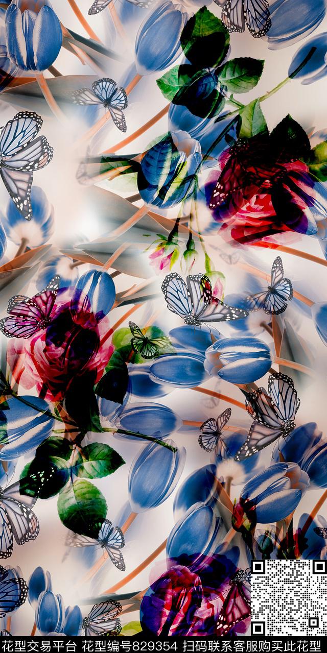 花卉碎花水彩花卉数码印花华亿平台下载（图片编号: 829354） - 瓦栏（Walan）