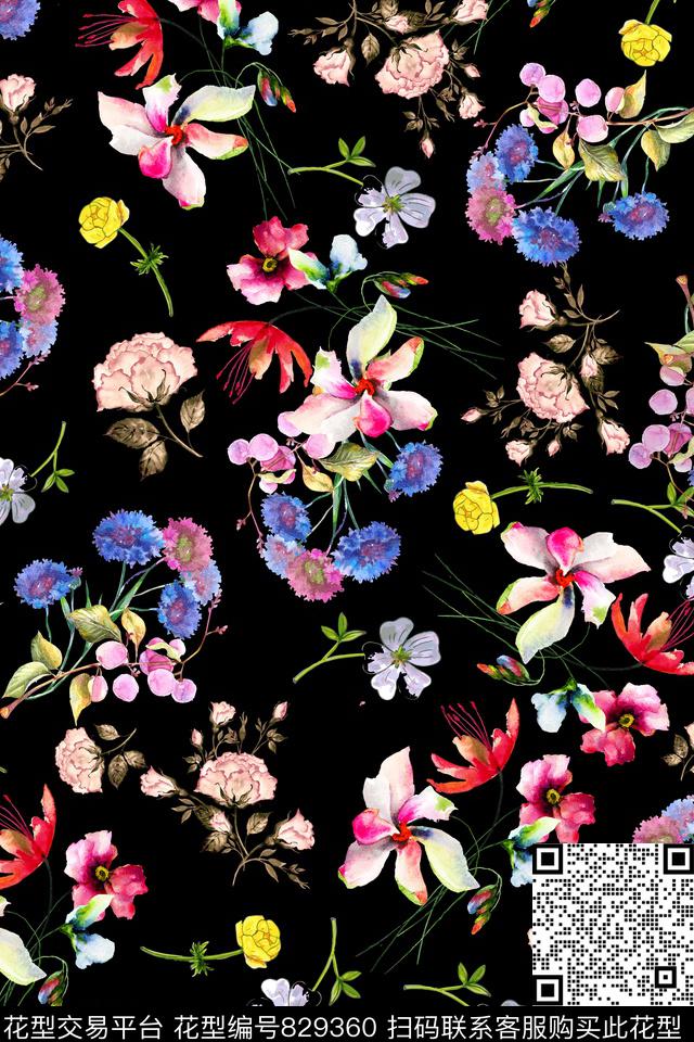 花卉玫瑰碎花数码印花华亿平台下载（图片编号: 829360） - 瓦栏（Walan）