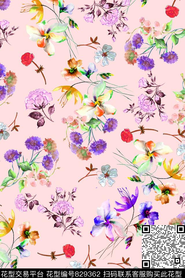 花卉玫瑰碎花数码印花华亿平台下载（图片编号: 829362） - 瓦栏（Walan）