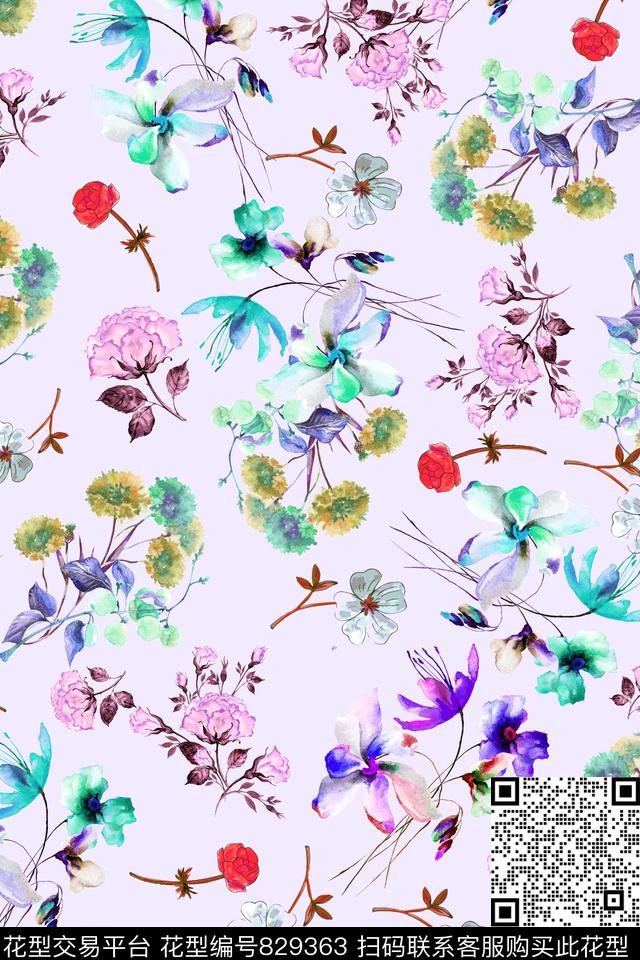 花卉玫瑰碎花数码印花华亿平台下载（图片编号: 829363） - 瓦栏（Walan）