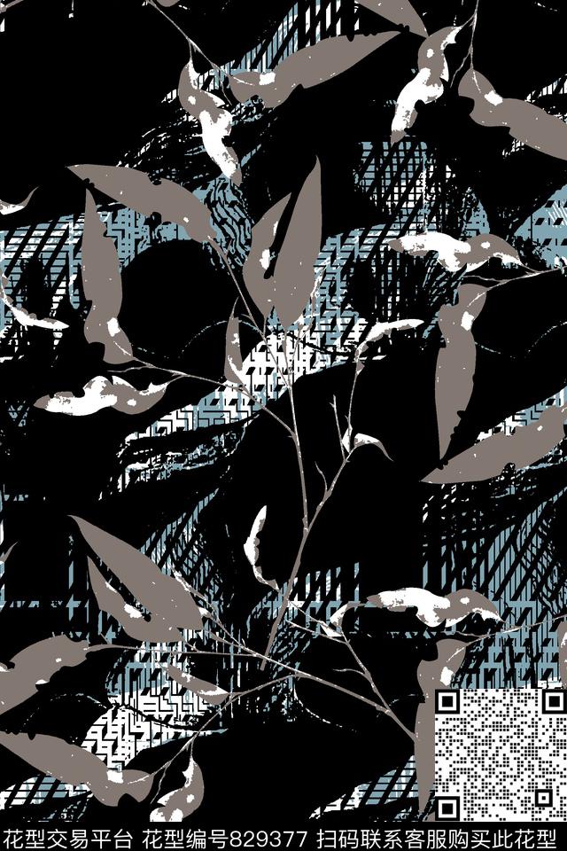 抽象纹理树叶格子纹理传统印花华亿平台下载（图片编号: 829377） - 瓦栏（Walan）