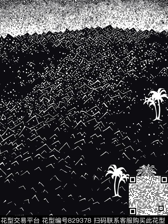 抽象纹理树男装T恤华亿平台传统印花华亿平台下载（图片编号: 829378） - 瓦栏（Walan）