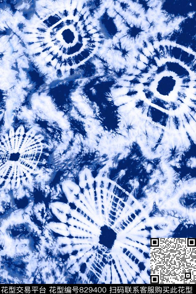 青花瓷民族风纹理休闲数码印花华亿平台下载（图片编号: 829400） - 瓦栏（Walan）