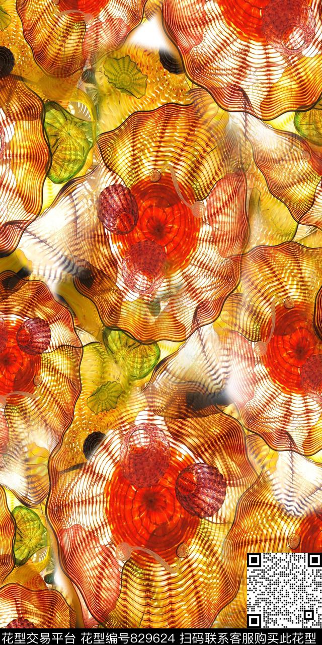 抽象几何分形数码印花华亿平台下载（图片编号: 829624） - 瓦栏（Walan）