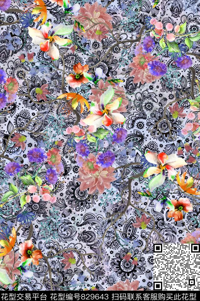 花卉肌理桃花数码印花华亿平台下载（图片编号: 829643） - 瓦栏（Walan）