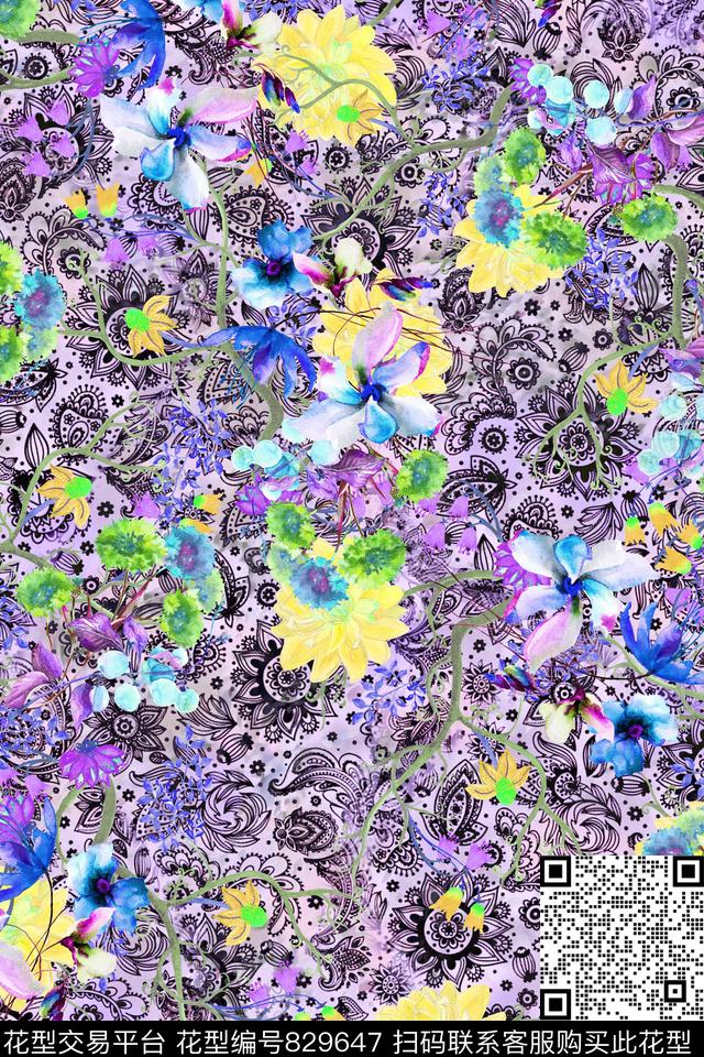 花卉肌理桃花数码印花华亿平台下载（图片编号: 829647） - 瓦栏（Walan）