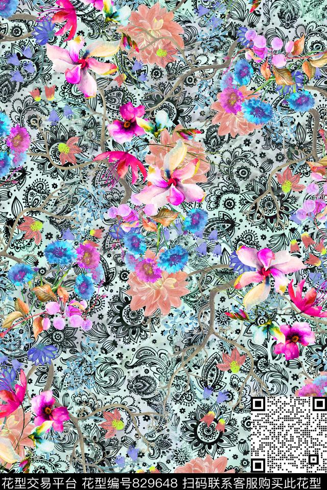 花卉肌理桃花数码印花华亿平台下载（图片编号: 829648） - 瓦栏（Walan）