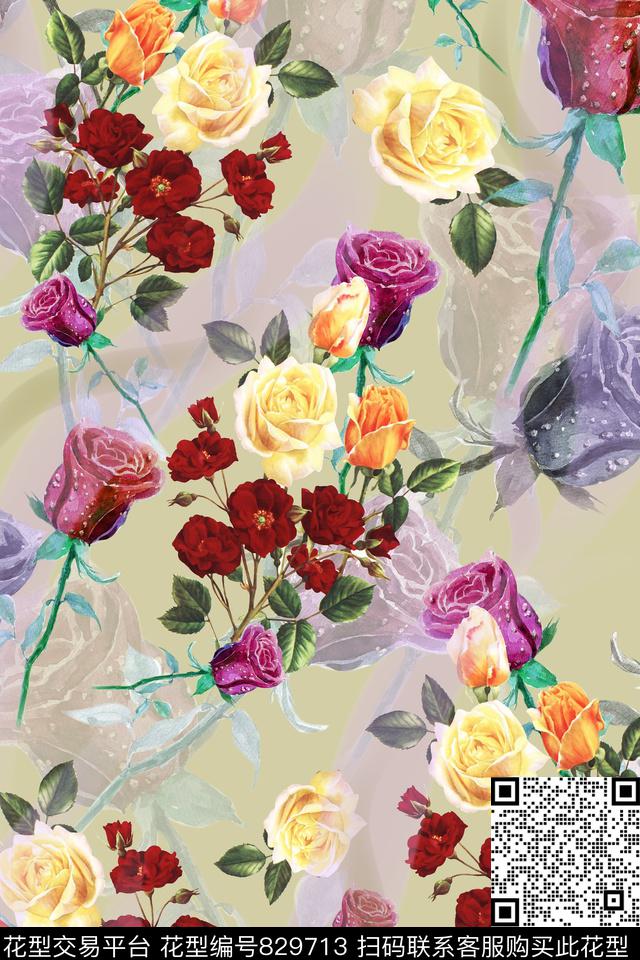 coloriseflowercolorfull数码印花华亿平台下载（图片编号: 829713） - 瓦栏（Walan）