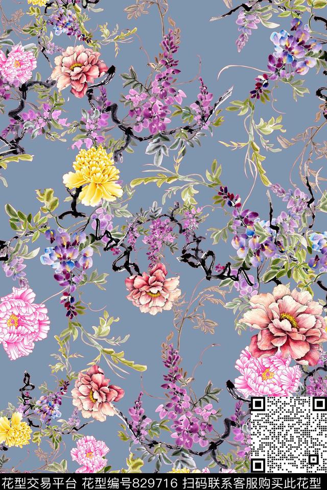 colorfullcoloriseflower数码印花华亿平台下载（图片编号: 829716） - 瓦栏（Walan）