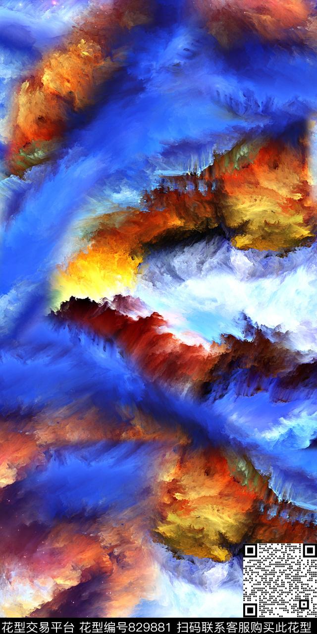 数码云彩水彩数码印花华亿平台下载（图片编号: 829881） - 瓦栏（Walan）