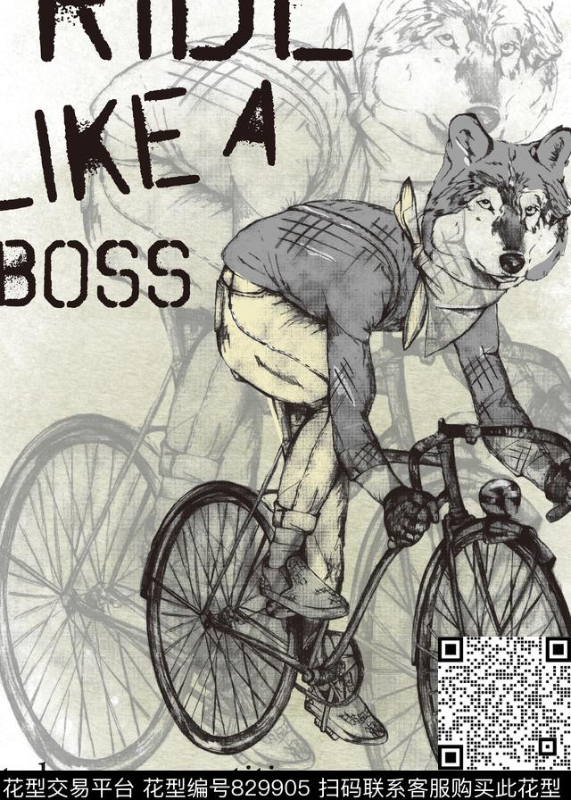 复古Ai文件、狐狸、运动、自行车灰色渐变传统印花华亿平台下载（图片编号: 829905） - 瓦栏（Walan）