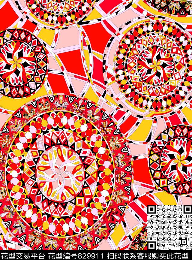 解构圆圈圆形传统印花华亿平台下载（图片编号: 829911） - 瓦栏（Walan）