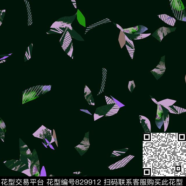 抽象叶子花花瓣传统印花华亿平台下载（图片编号: 829912） - 瓦栏（Walan）
